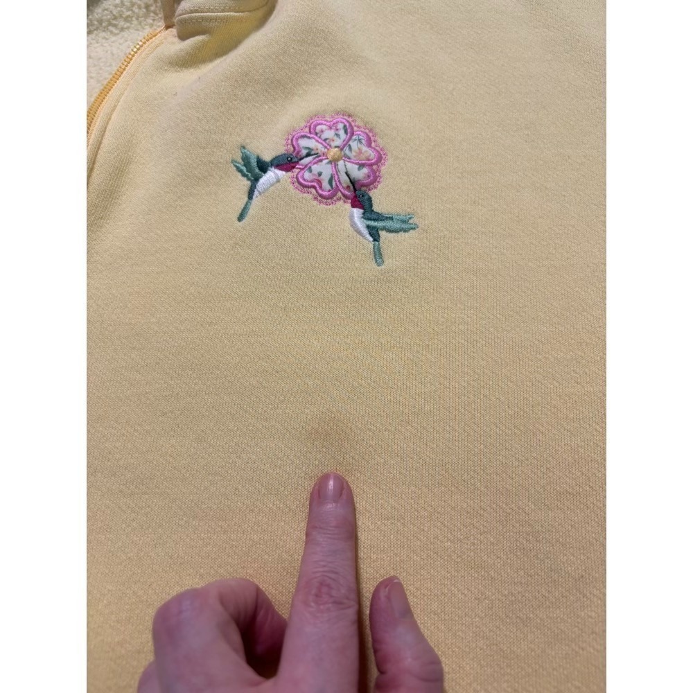VTG Top Stitch Morning Sun Sweatshirt Full Zip XL Yellow Hummingbird Embroidery - Picture 13 of 14